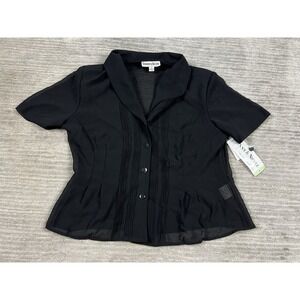 Danny & Nicole Top Womens 8 Black Padded Semi Sheer Padded Casual NWT